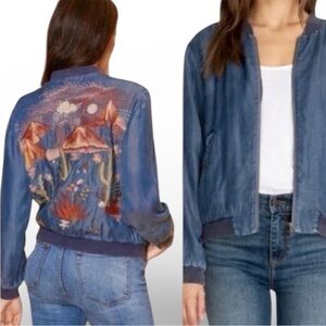 Johnny Was Workshop yucca bomber jacket western cactus embroidered denim look S